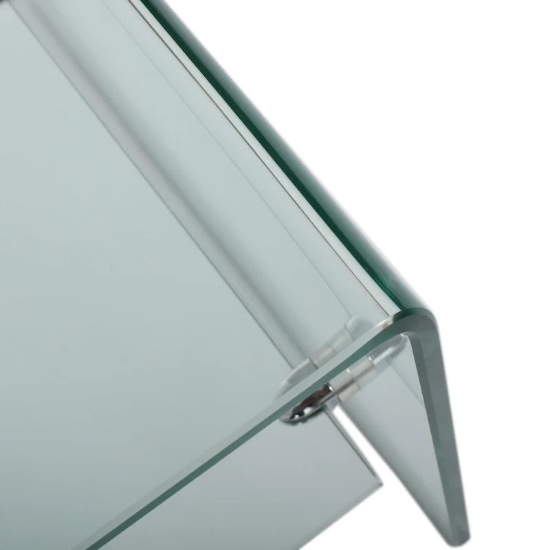 Transparenter TV-Ständer 39.37 mit offenem Rückenteil und Glasablage für Fernseher bis zu 39