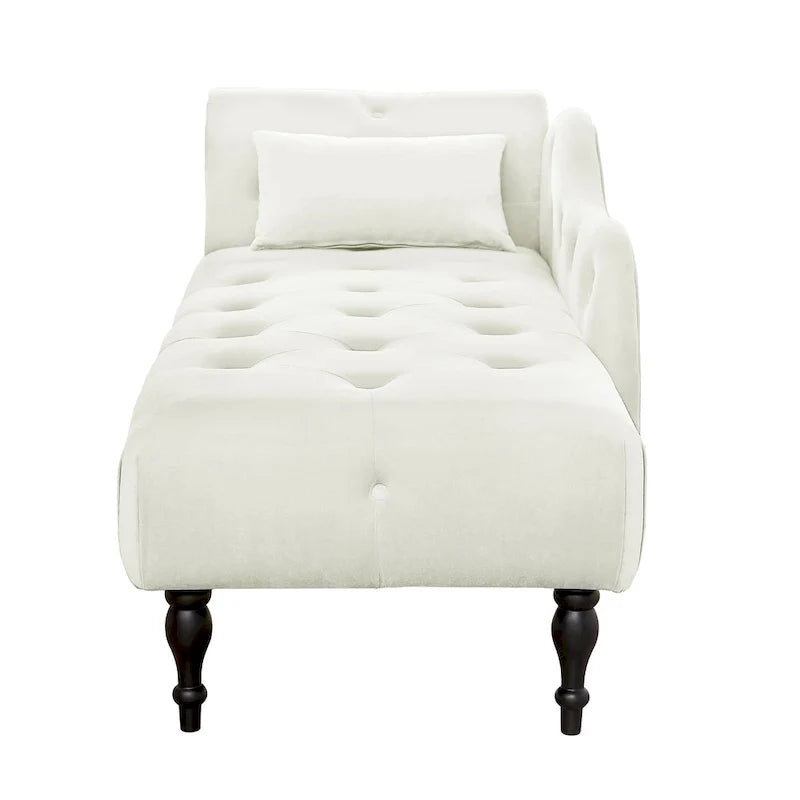 60.6 Chaiselongue mit Samtbezug, Knopfheftung und Ziernägeln