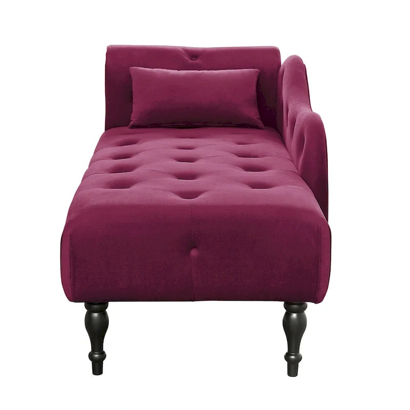 60.6 Chaiselongue mit Samtbezug, Knopfheftung und Ziernägeln