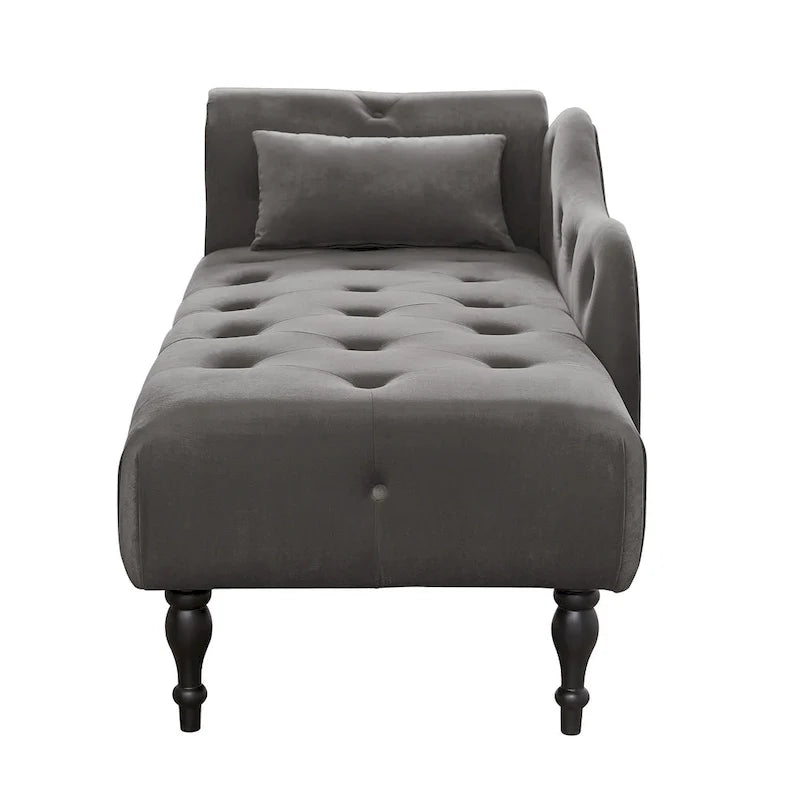 60.6 Chaiselongue mit Samtbezug, Knopfheftung und Ziernägeln