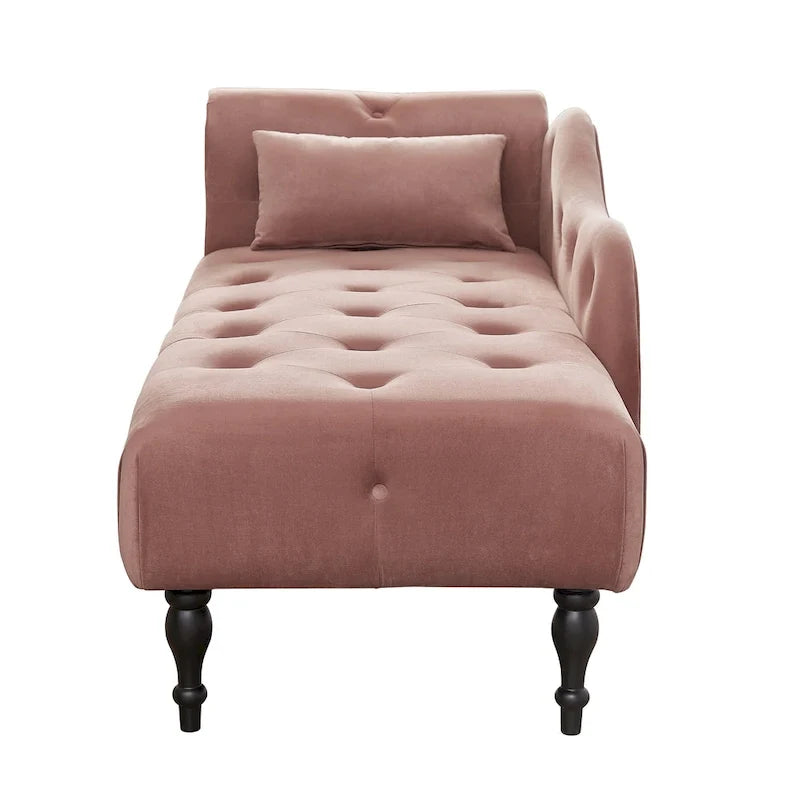 60.6 Chaiselongue mit Samtbezug, Knopfheftung und Ziernägeln
