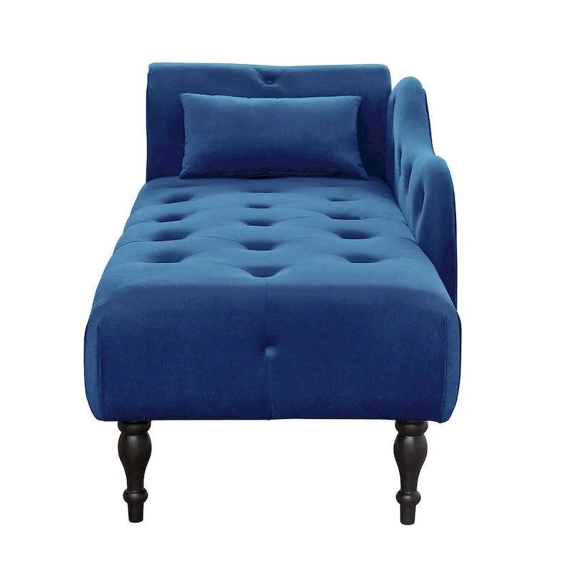 60.6 Chaiselongue mit Samtbezug, Knopfheftung und Ziernägeln
