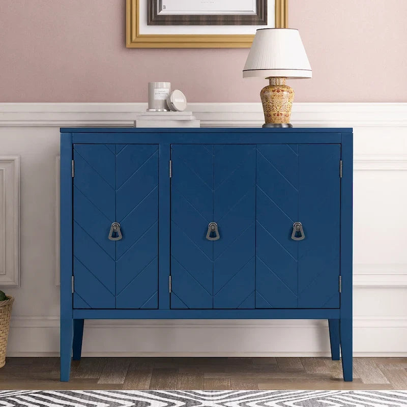 Vintage-Akzentschrank mit verstellbarem Einlegeboden, Sideboard und Konsolentisch aus Massivholz, Sofatisch