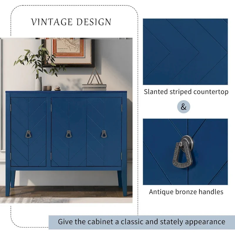 Vintage-Akzentschrank mit verstellbarem Einlegeboden, Sideboard und Konsolentisch aus Massivholz, Sofatisch