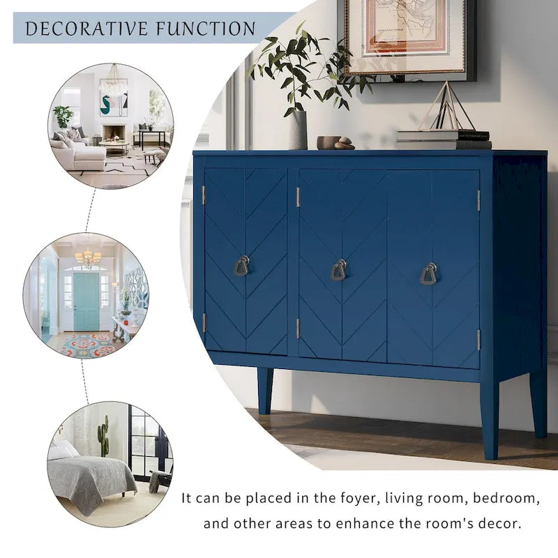 Vintage-Akzentschrank mit verstellbarem Einlegeboden, Sideboard und Konsolentisch aus Massivholz, Sofatisch