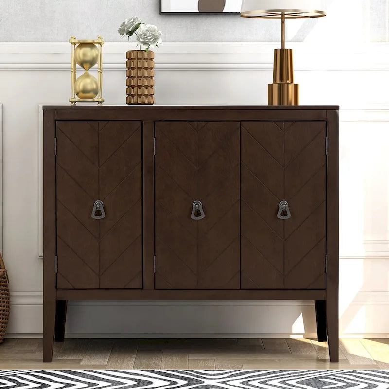Vintage-Akzentschrank mit verstellbarem Einlegeboden, Sideboard und Konsolentisch aus Massivholz, Sofatisch