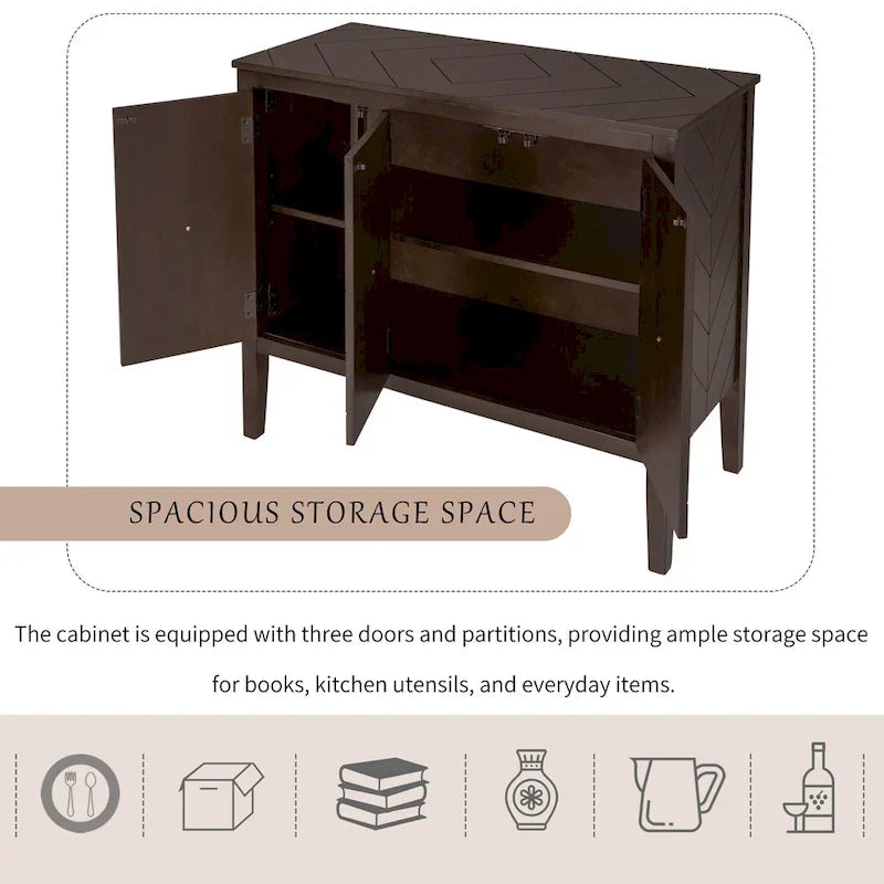Vintage-Akzentschrank mit verstellbarem Einlegeboden, Sideboard und Konsolentisch aus Massivholz, Sofatisch