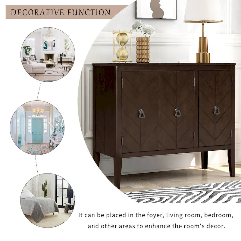 Vintage-Akzentschrank mit verstellbarem Einlegeboden, Sideboard und Konsolentisch aus Massivholz, Sofatisch