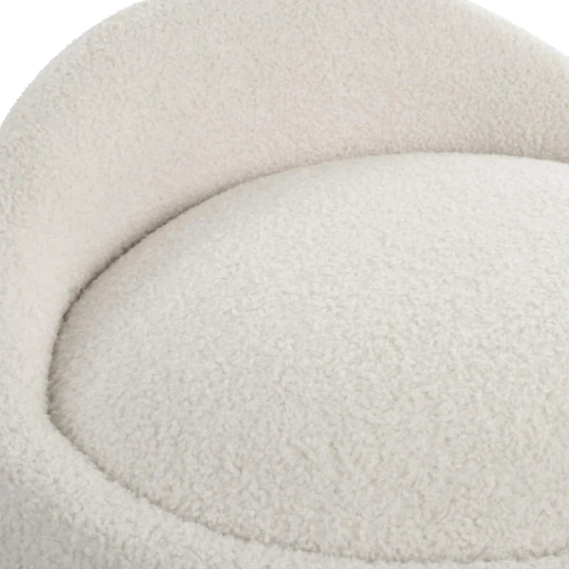 Upholstered Fluffy Swivel Pouf Ottoman - 24 - White and Brown