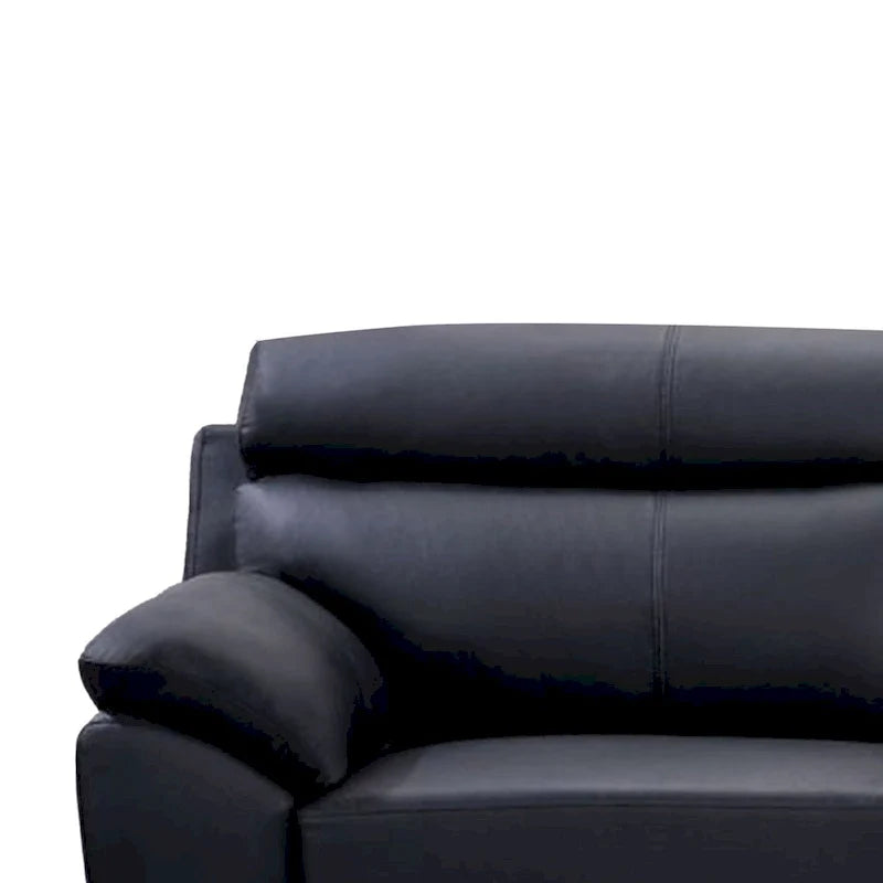 Sofa, schwarzes Leder aus der obersten Lederschicht, Schaumstoffpolster, Stahlbeine, 80 Zoll