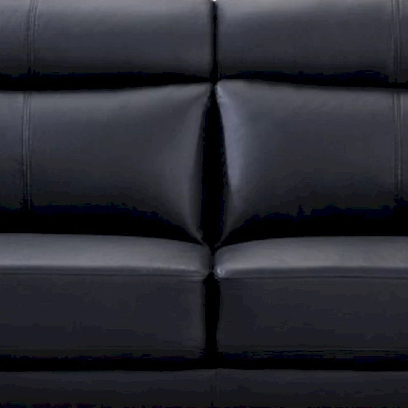 Sofa, schwarzes Leder aus der obersten Lederschicht, Schaumstoffpolster, Stahlbeine, 80 Zoll