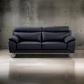 Sofa, Black Top Grain Leather, Foam Cushions, Steel Legs, 80 Inch