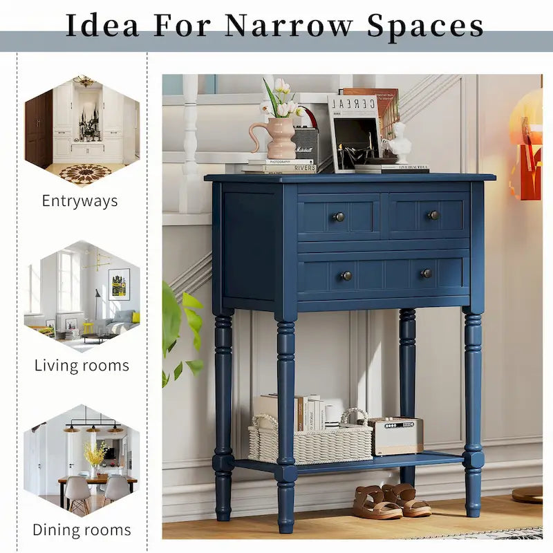 Narrow Console Table(Navy)