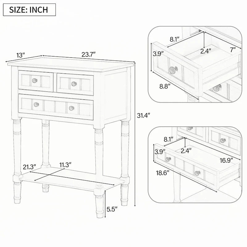 Narrow Console Table(Navy)