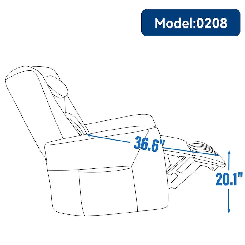 Elektrischer Dreh- und Schaukel-Relaxsessel, moderner Einsitzer-Relaxsessel mit Lenden- und Nackenstützkissen, mit integrierten USB- und Typ-C-Anschlüssen