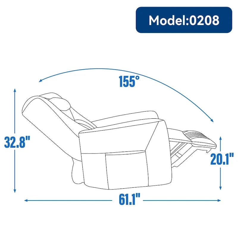 Elektrischer Dreh- und Schaukel-Relaxsessel, moderner Einsitzer-Relaxsessel mit Lenden- und Nackenstützkissen, mit integrierten USB- und Typ-C-Anschlüssen