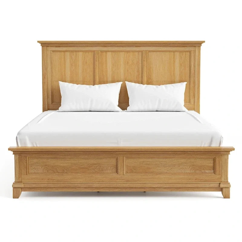 Bett aus Massivholz mit Paneelen aus natürlicher Eiche im Landhausstil