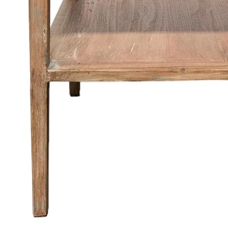 Mesa auxiliar de esquina, estante de almacenamiento, madera de pino gris, 22in cuadrados