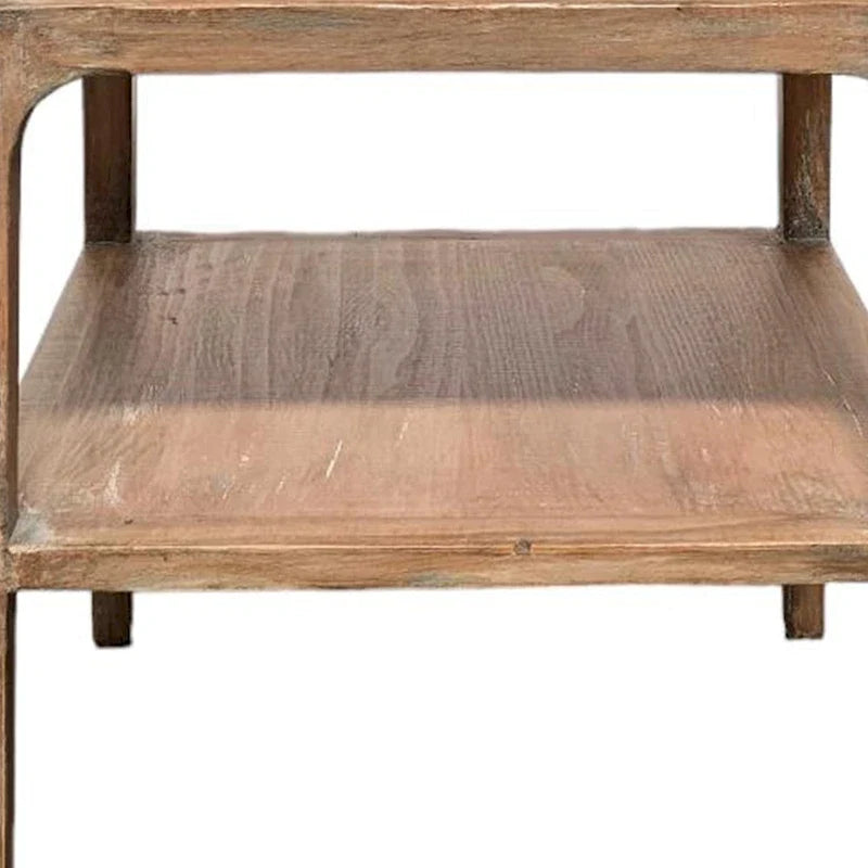Table d’appoint d’angle, étagère de rangement, bois de pin gris, carré de 22in