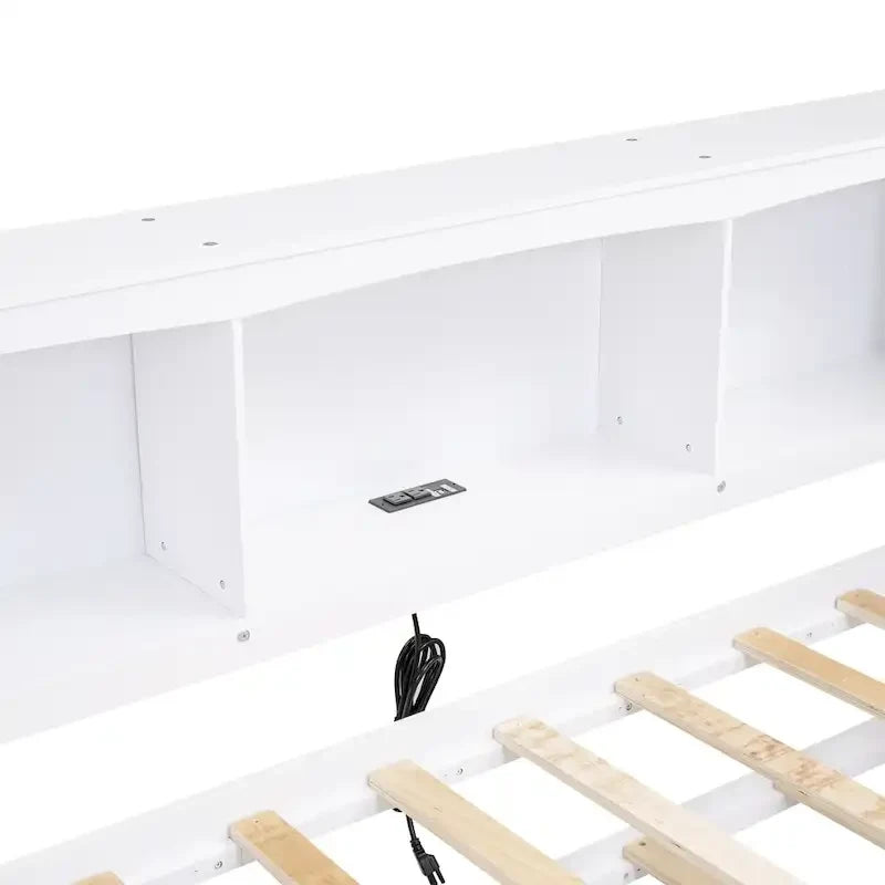 Twin Wooden Daybed with Trundle, Cabinets, and Charging Stations