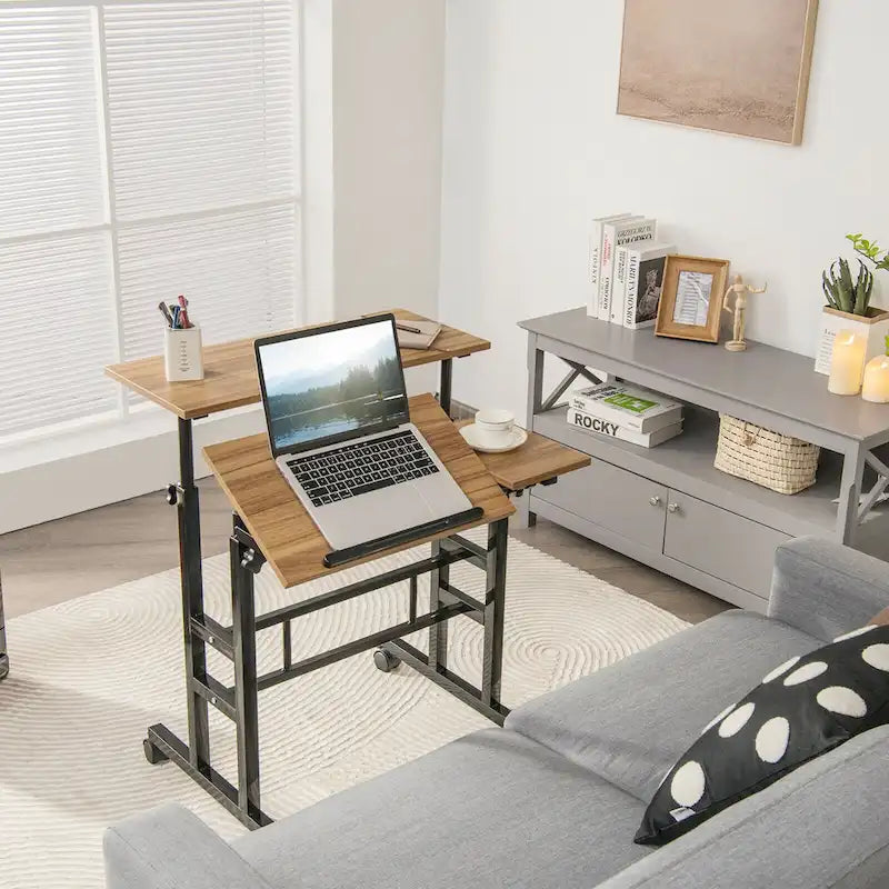 Bureau mobile réglable pour travailler debout, bureau informatique inclinable