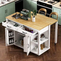 Îlot de cuisine extensible à roulettes, desserte mobile de cuisine, meuble-bar avec rangement intérieur, 2 tiroirs et 2 placards