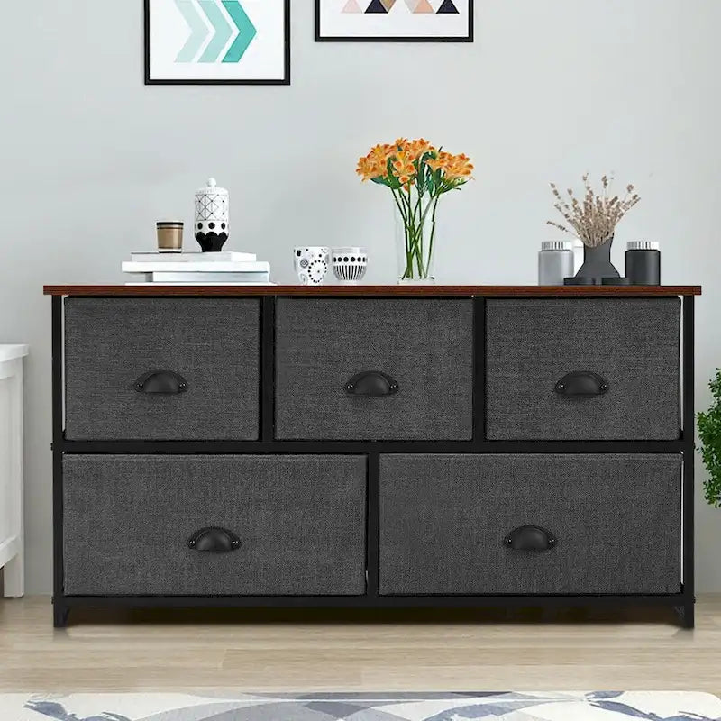 Commode à 5 tiroirs, unité de rangement, table d’appoint, présentoir et organisateur pour dortoir