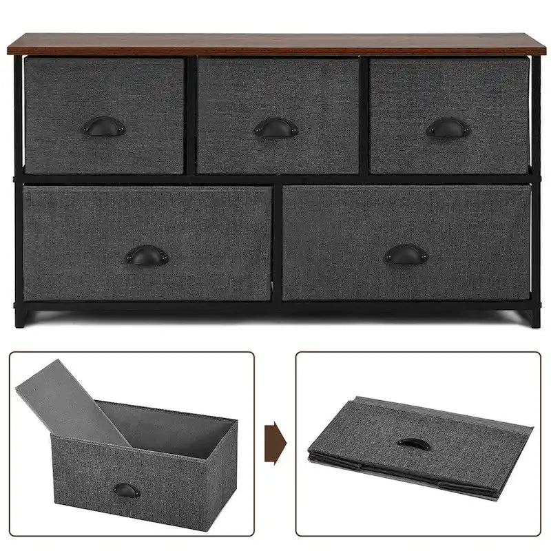 Commode à 5 tiroirs, unité de rangement, table d’appoint, présentoir et organisateur pour dortoir
