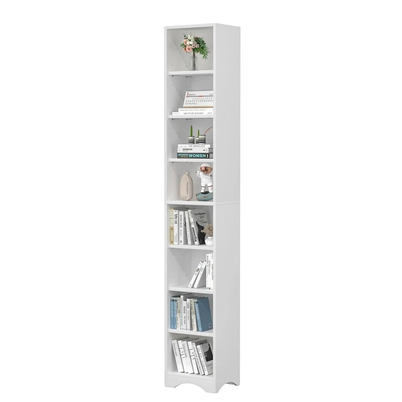 Schmaler Badezimmerschrank aus Massivholz, 70.9 Inches hoch, freistehend, mit 8 Ablagefächern