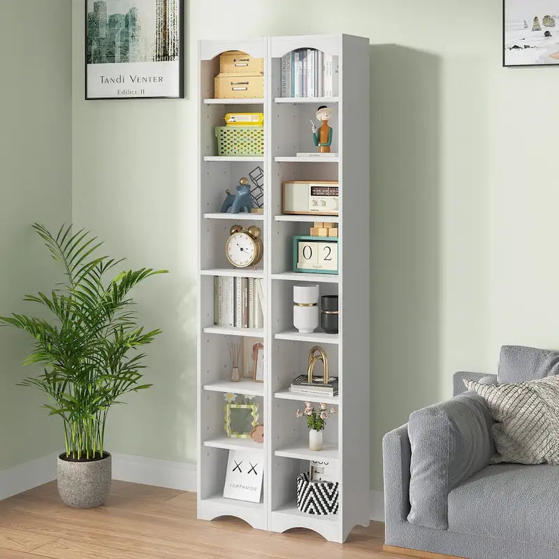 Schmaler Badezimmerschrank aus Massivholz, 70.9 Inches hoch, freistehend, mit 8 Ablagefächern