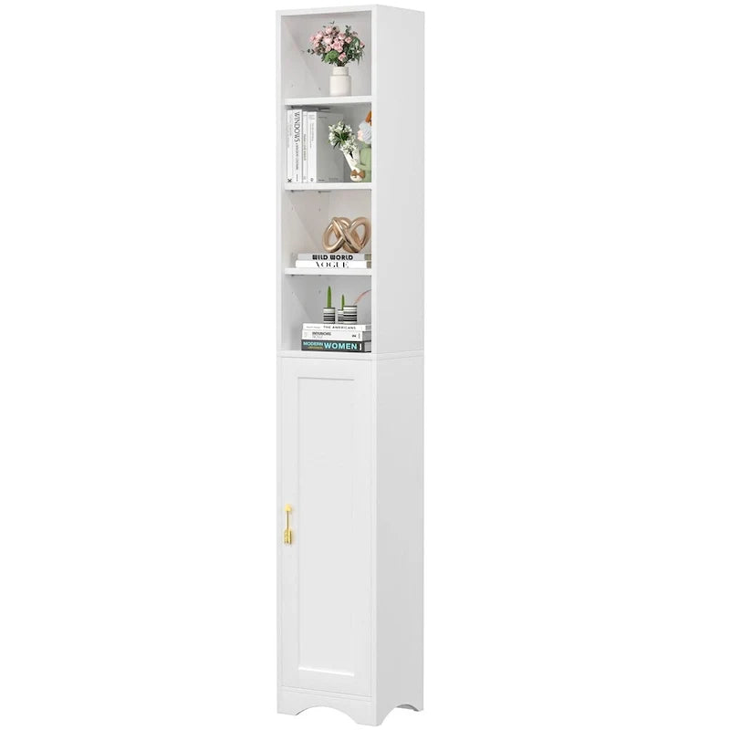 Schmaler Badezimmerschrank aus Massivholz, 70.9 Inches hoch, freistehend, mit 8 Ablagefächern