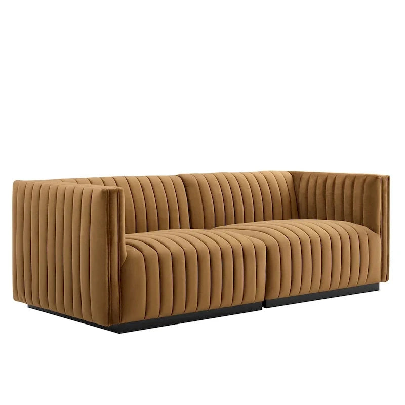 Gepolstertes Zweisitzersofa aus strapazierfähigem Samt