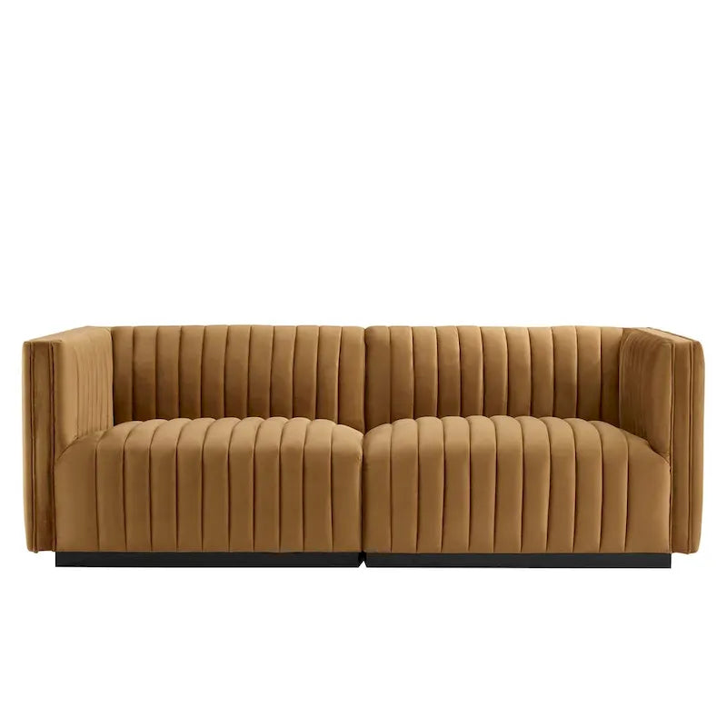 Gepolstertes Zweisitzersofa aus strapazierfähigem Samt