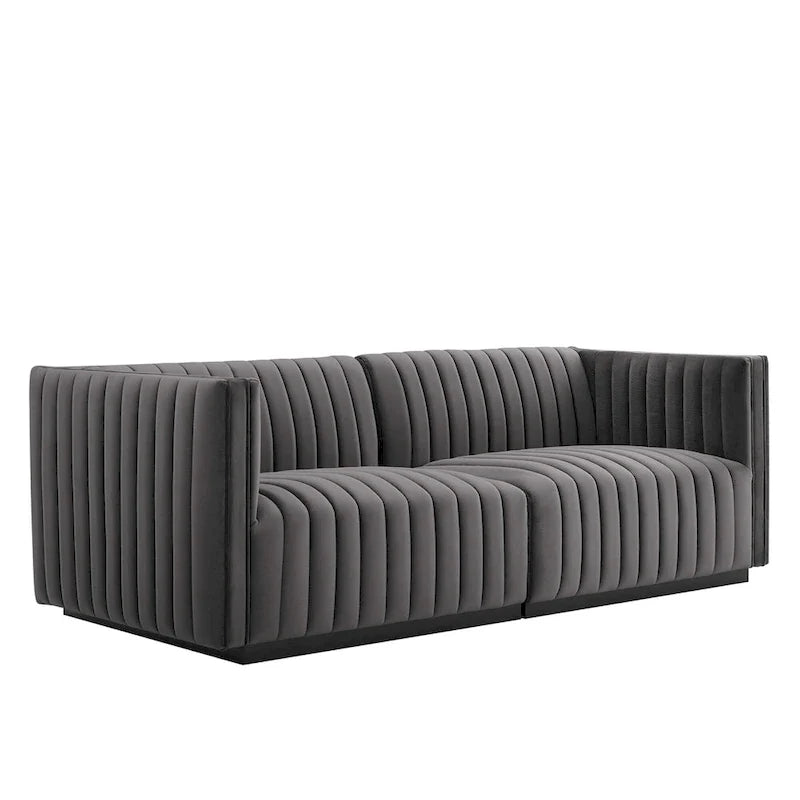Gepolstertes Zweisitzersofa aus strapazierfähigem Samt