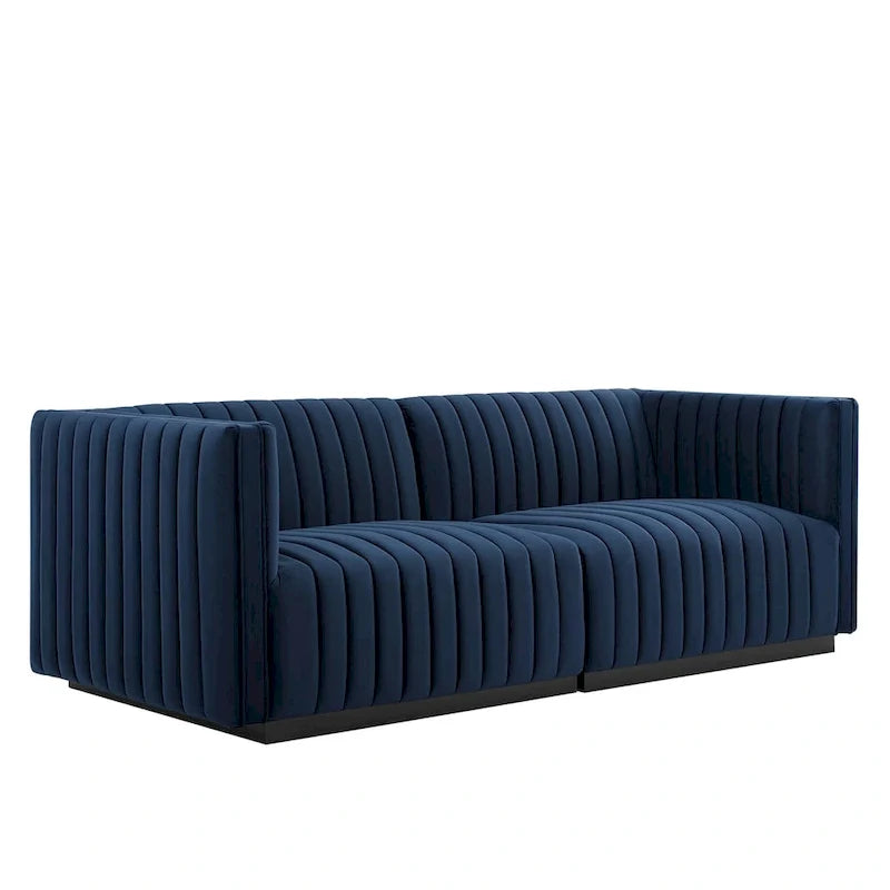 Gepolstertes Zweisitzersofa aus strapazierfähigem Samt
