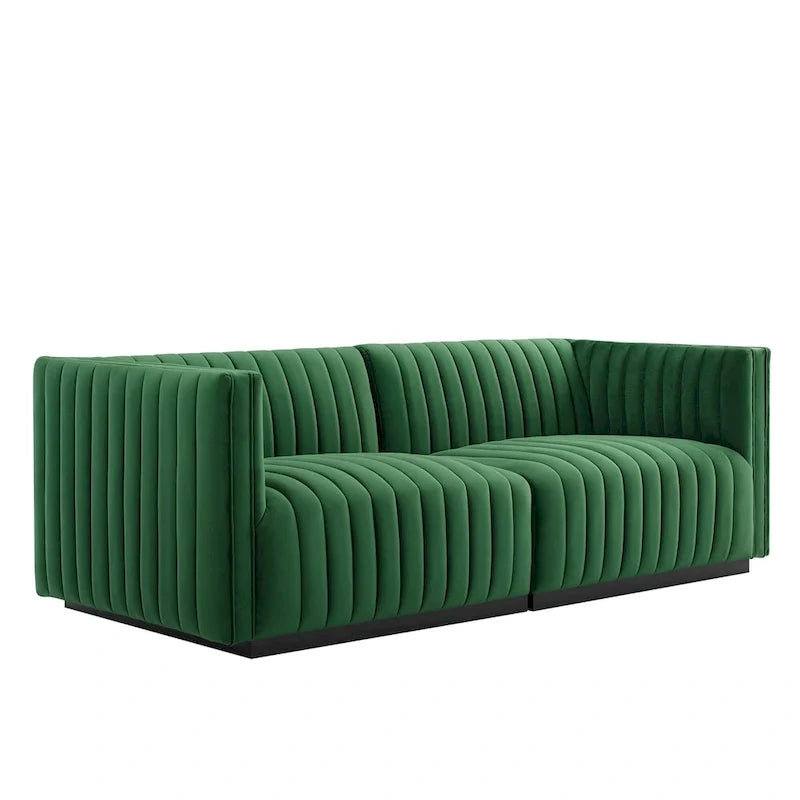 Gepolstertes Zweisitzersofa aus strapazierfähigem Samt