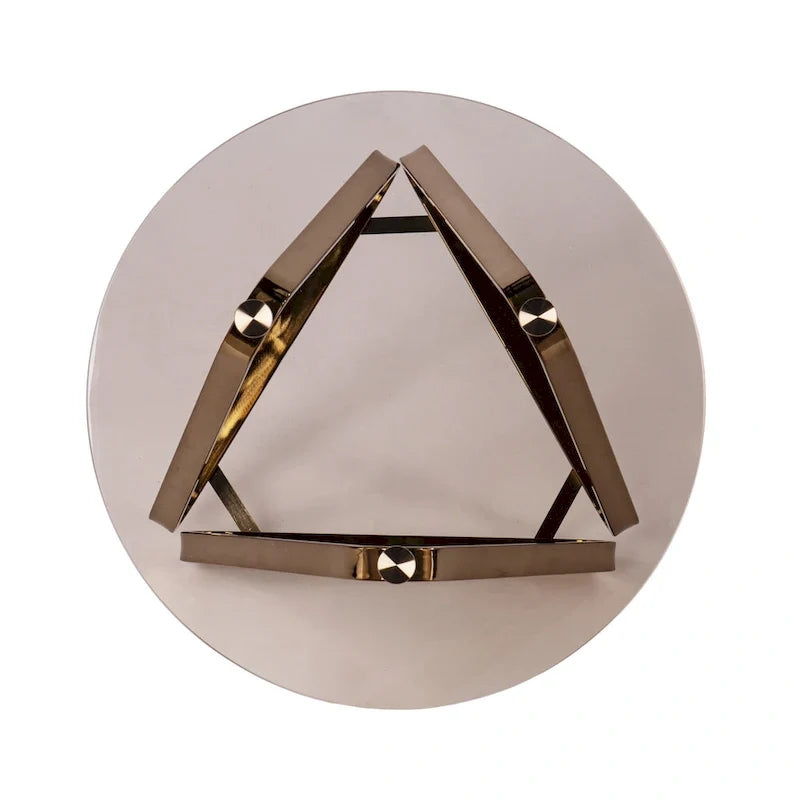 Table d’appoint ronde en fer et champagne - 22x22x24.25