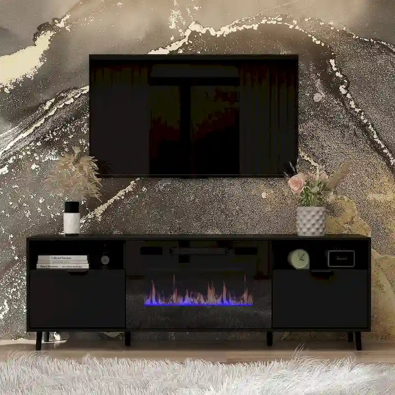 Foyer électrique d’ambiance et meuble TV robuste à haute efficacité énergétique
