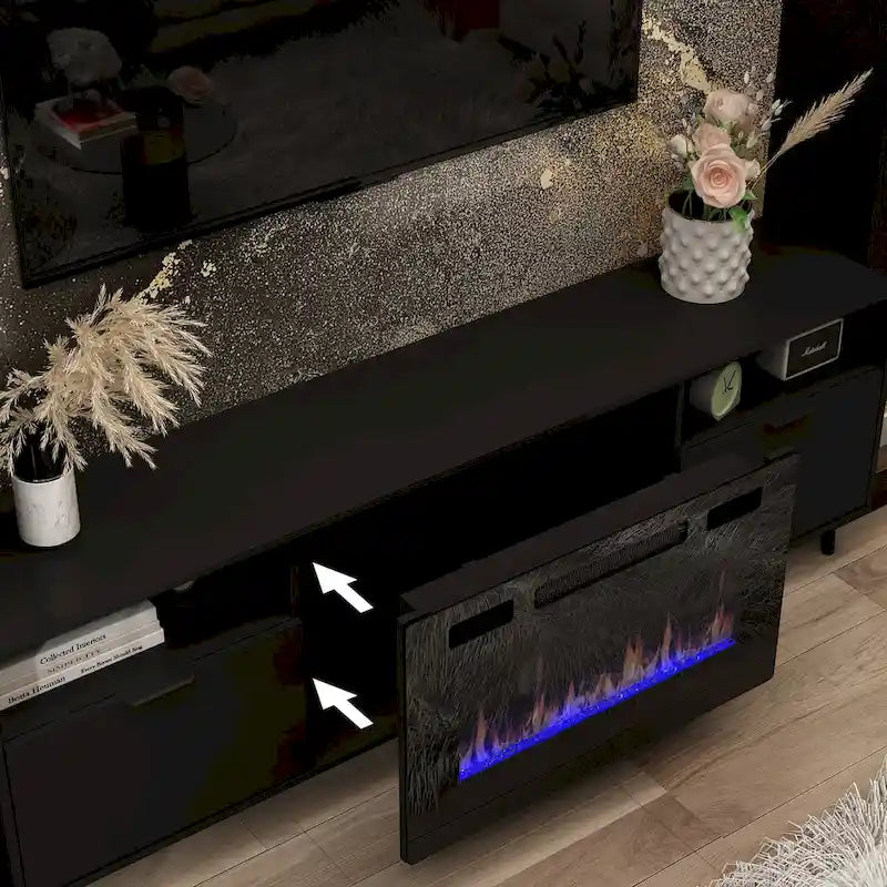 Foyer électrique d’ambiance et meuble TV robuste à haute efficacité énergétique