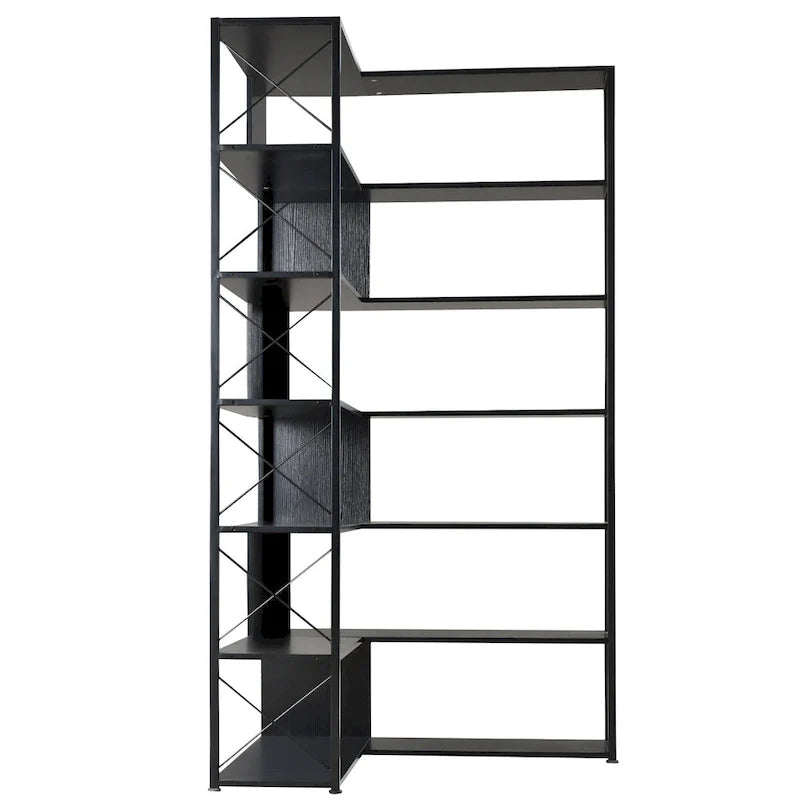 Eckbücherregal in L-Form mit 7 Ebenen