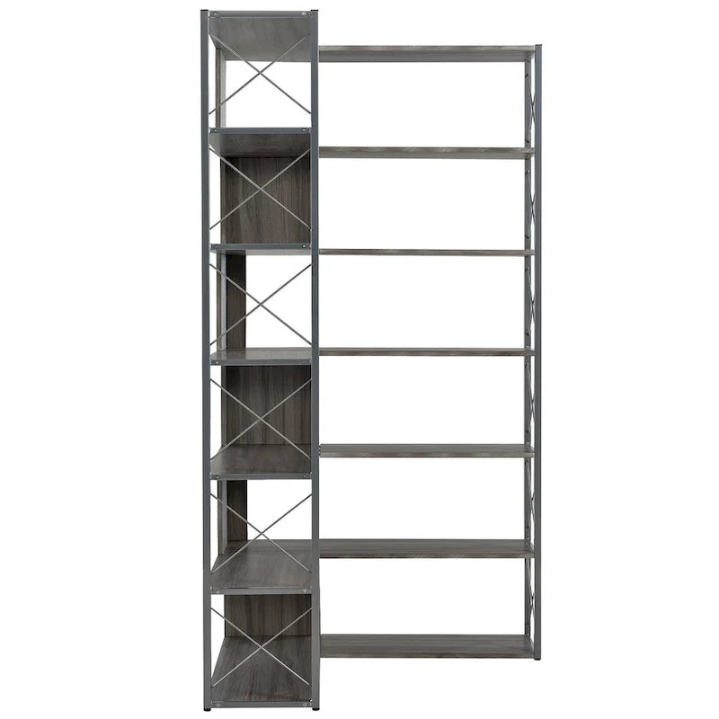 Eckbücherregal in L-Form mit 7 Ebenen
