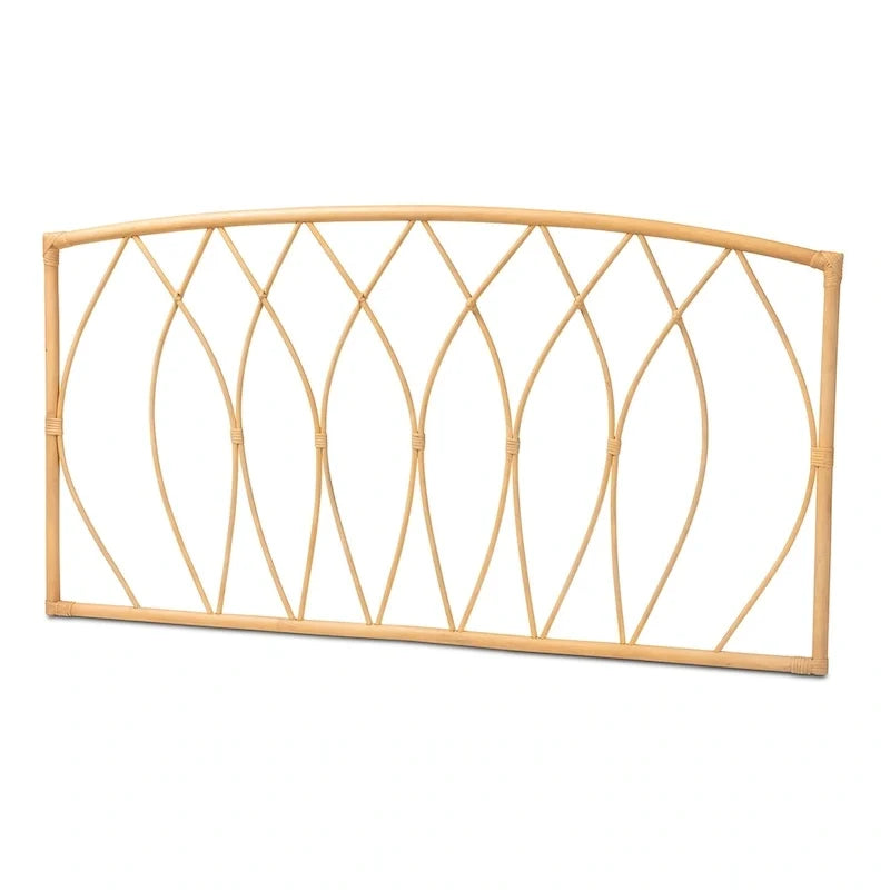 Modern Bohemian-Style Natural Rattan Wall-Mounted Headboard - Queen Size