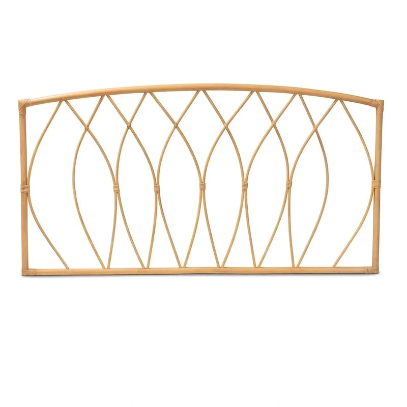 Modern Bohemian-Style Natural Rattan Wall-Mounted Headboard - Queen Size