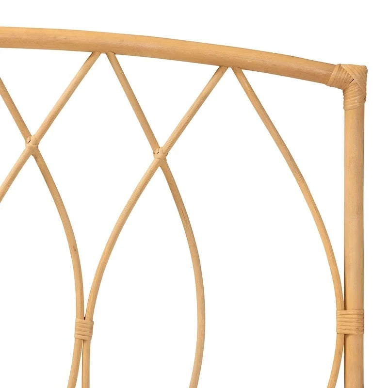 Modern Bohemian-Style Natural Rattan Wall-Mounted Headboard - Queen Size