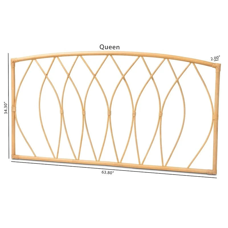 Modern Bohemian-Style Natural Rattan Wall-Mounted Headboard - Queen Size