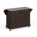 Desserte de cuisine grand format avec plateau en granit et finition acajou vintage - 18d x 51.5w x 36h