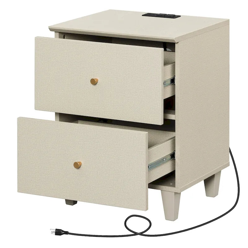 Table d’appoint avec station de recharge et 2 tiroirs pour le salon