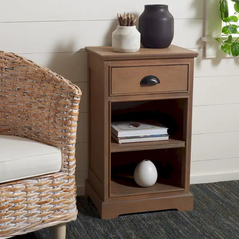 Grey Storage Side Table - 17.7 x 13.8 x 29.9 - 18Wx14Dx30H