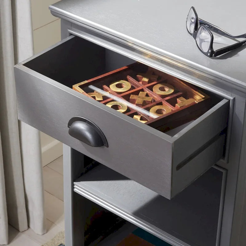 Grey Storage Side Table - 17.7 x 13.8 x 29.9 - 18Wx14Dx30H