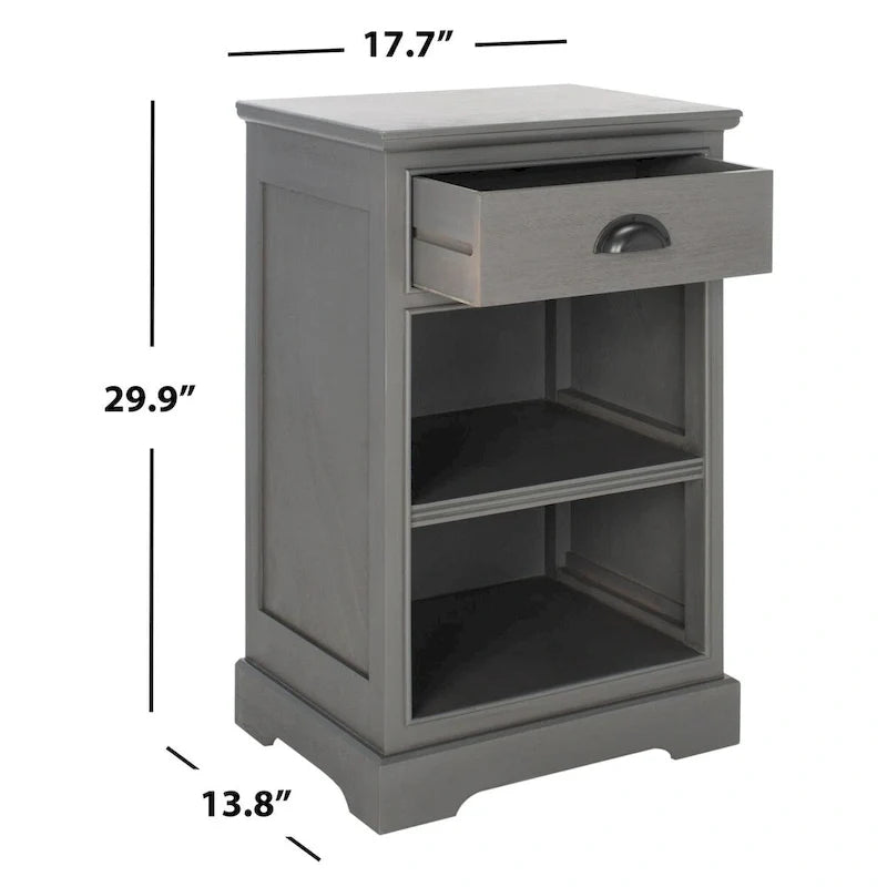 Grey Storage Side Table - 17.7 x 13.8 x 29.9 - 18Wx14Dx30H